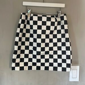 Leather checkered mini skirt